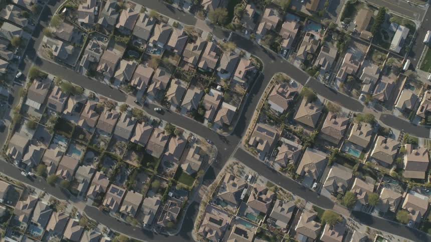 An aerial view of residential pattern