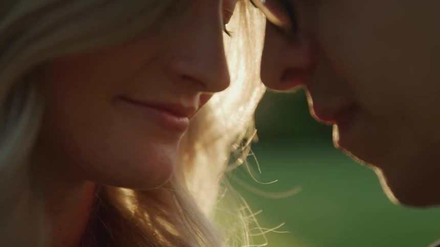 Loving couple touching foreheads