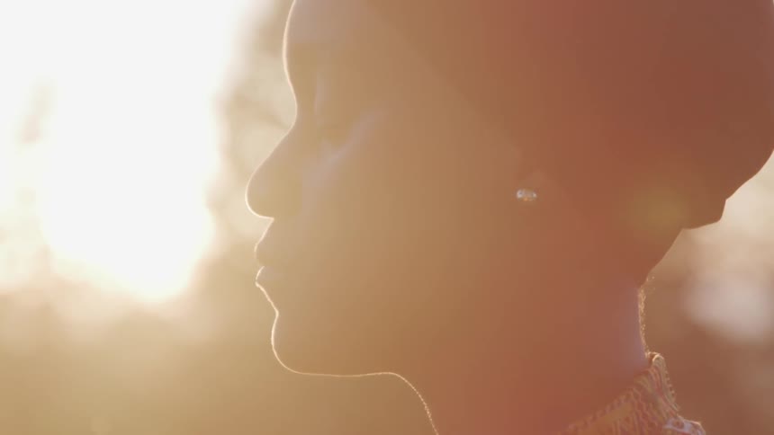 Woman contemplating peacefully