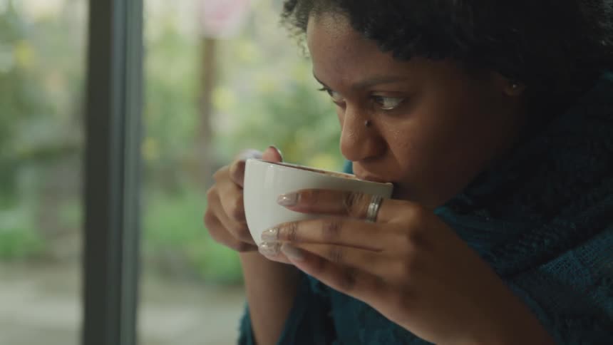 Girl drinking coffee