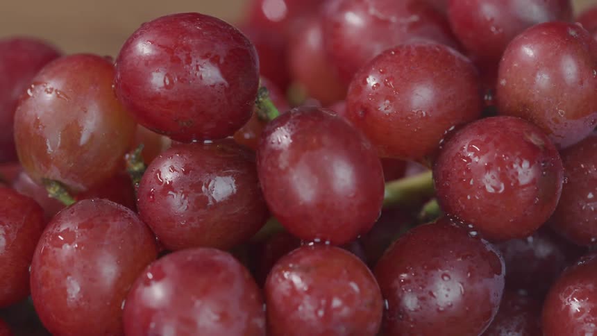 Water covered grapes