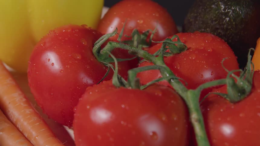 Vegetables on a table wet