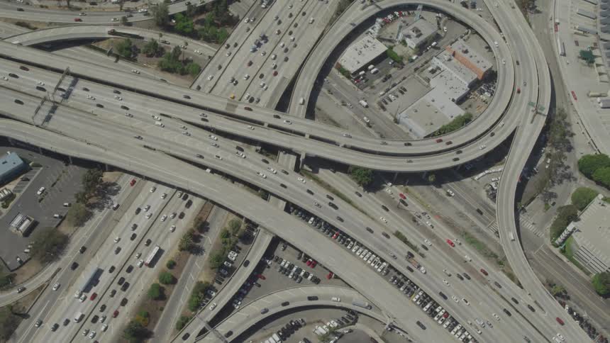 Aerial view of cars driving on streets