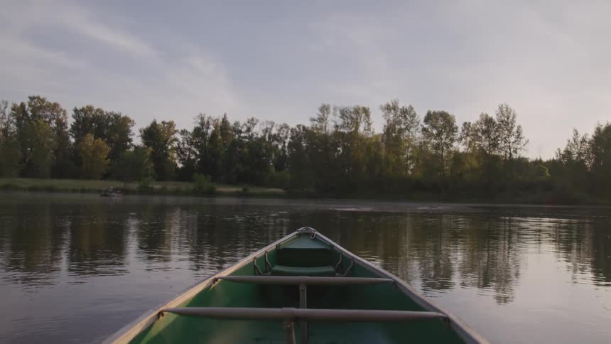 A canoe in a lake
