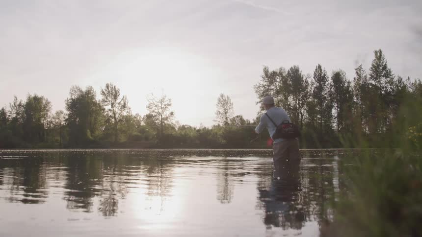 Man fly fishing