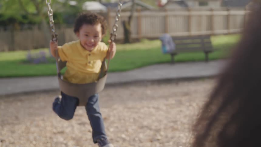 Boy swinging in a swing