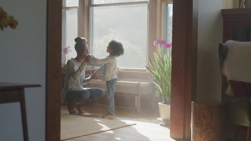 Mom and child dancing