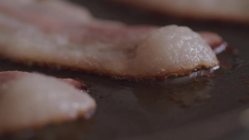 Bacon frying in a pan