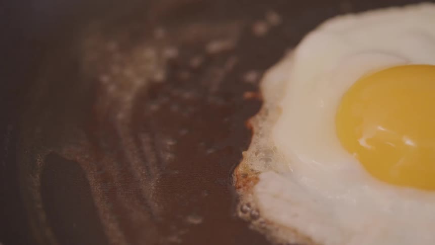 An egg being fried in a skillet