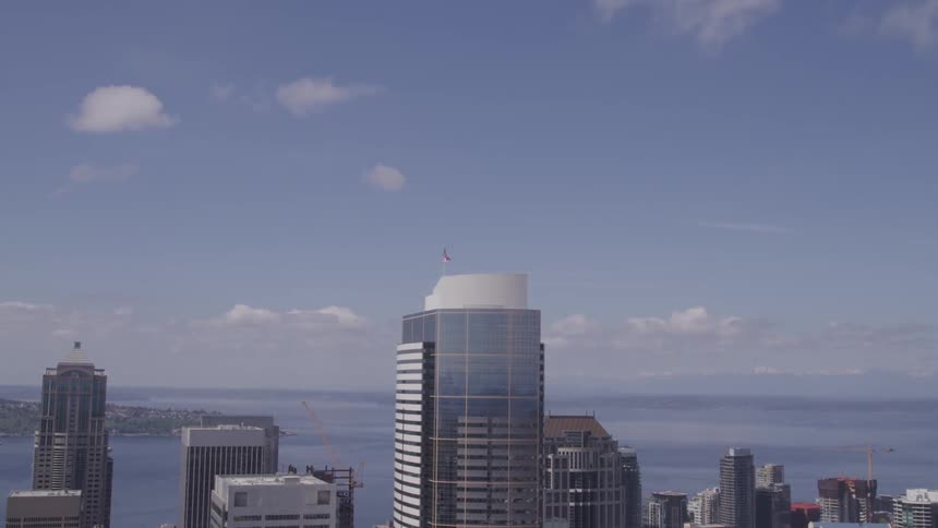Aerial view of a skyscraper on a clear day