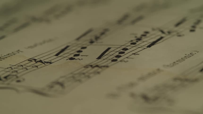A flat major scale and other scales appear as written sheet music