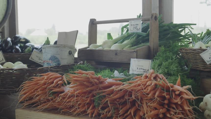 Produce is displayed at a market