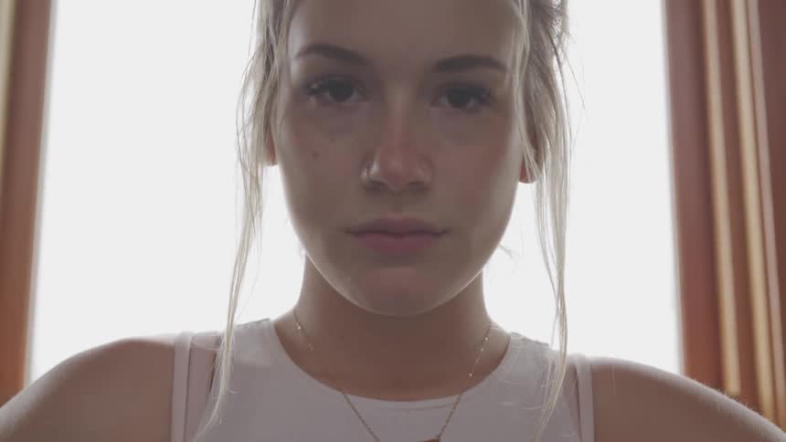 Girl staring at camera