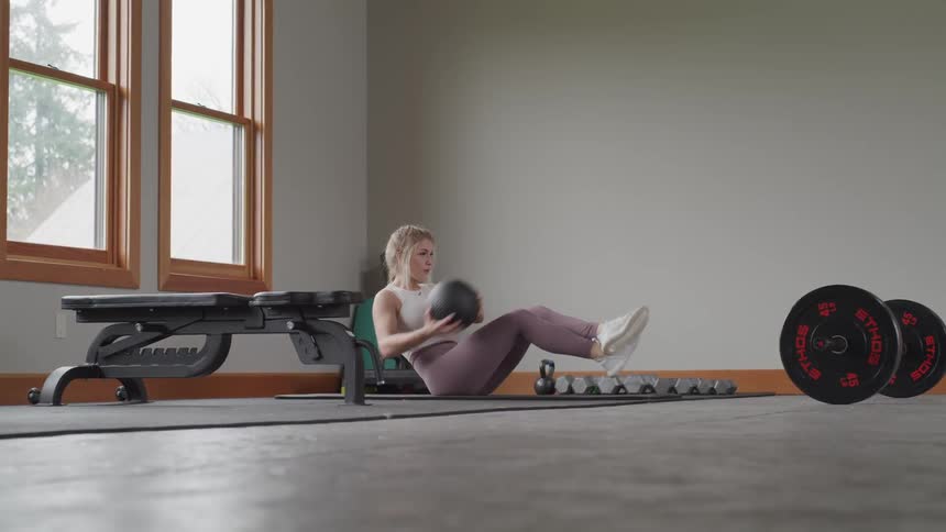 A woman is working out indoors