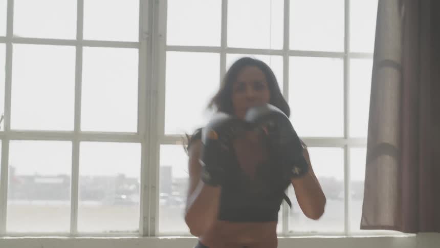 Hispanic female boxing
