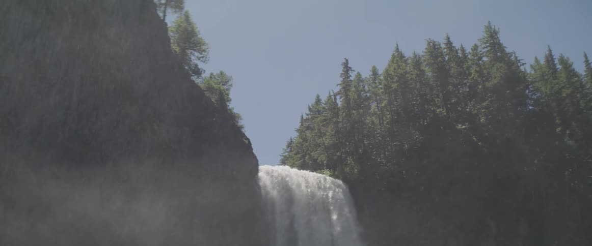 Water is flowing down a waterfall