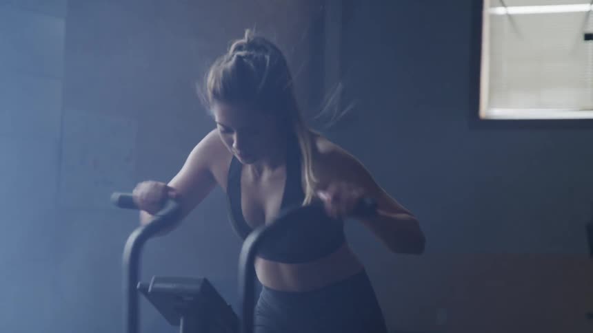 Girl working out on a treadmill