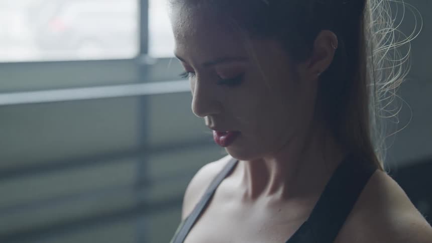A woman is working out indoors