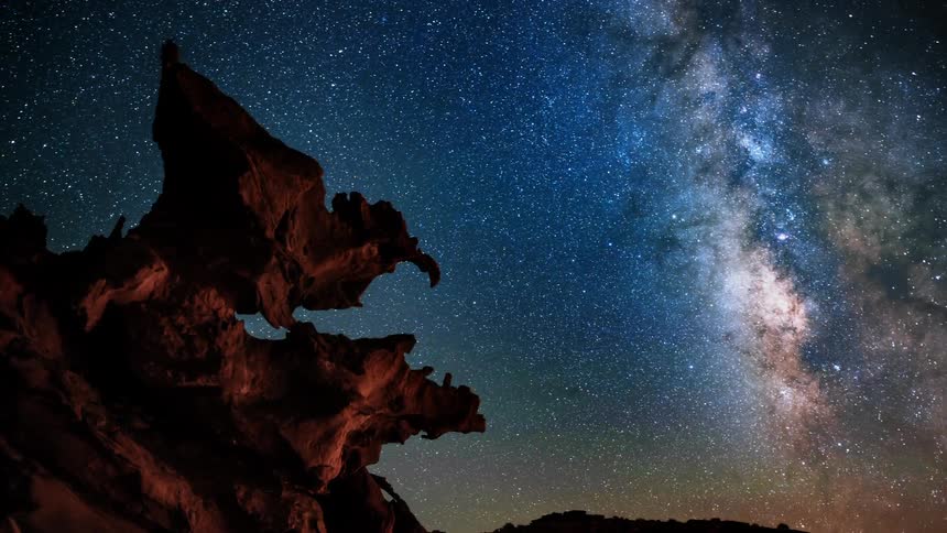 Worms eye view of the sky filled with stars