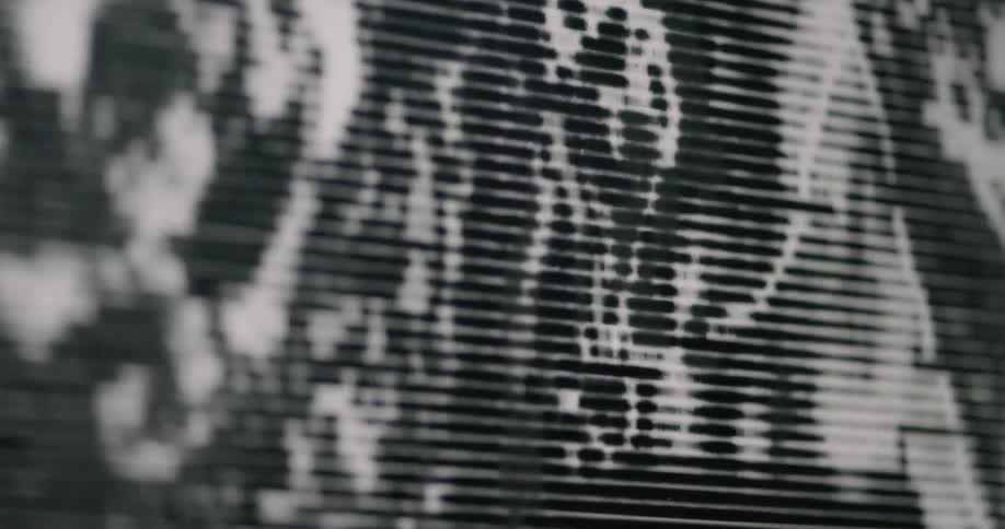 Close up of a pixelated tv screen