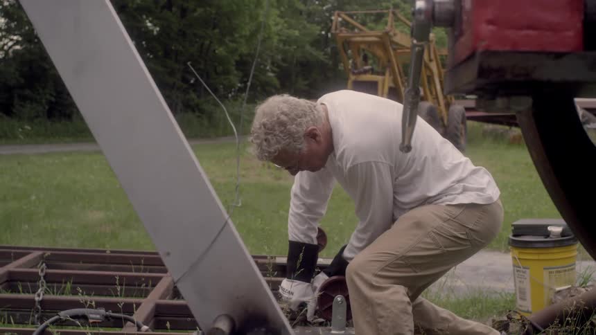 A man works outside