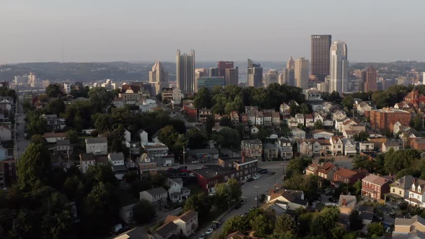 An aerial view of an urban landscape
