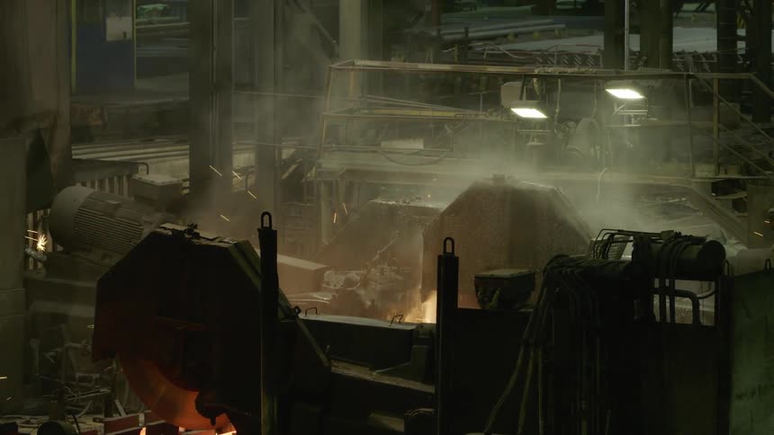 Heavy machinery operating in a factory