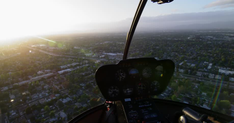 Inside of a helicopter