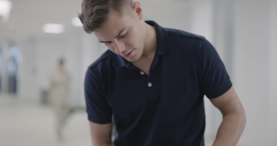 Man checking his patient leg condition