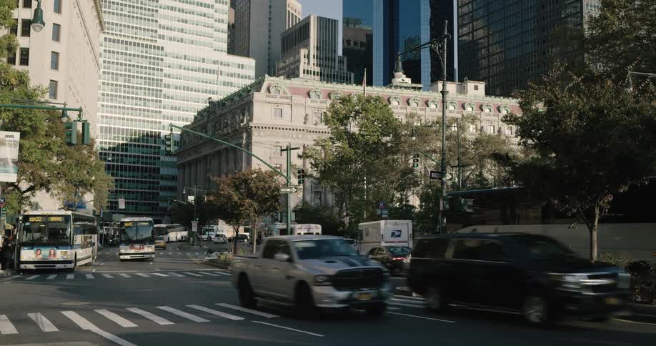 Cars are driving in the city