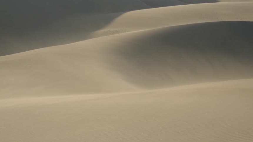 Sand is moving in a desert area
