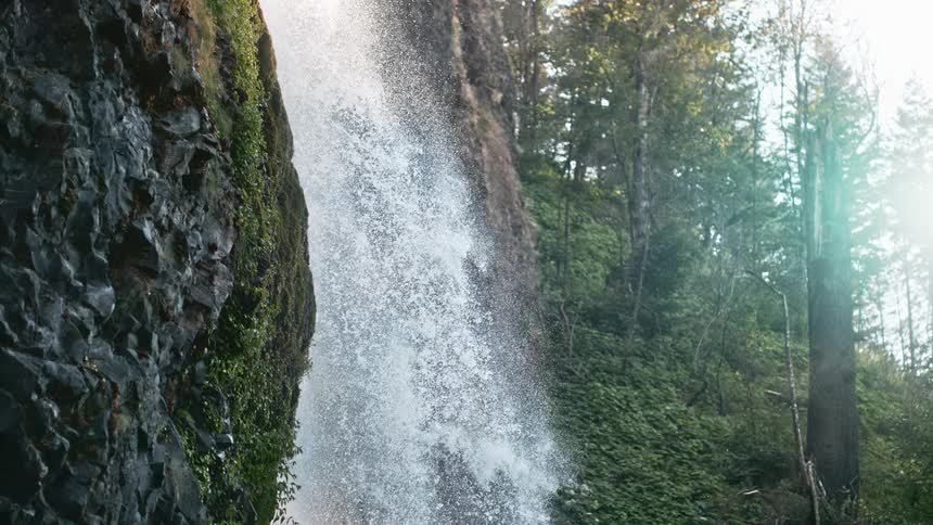 Water is falling off the mountains