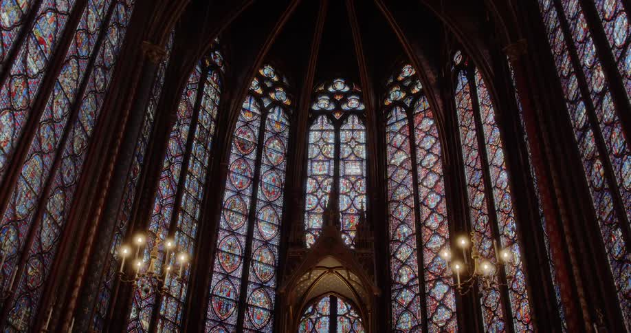 Stained glass window inside of a church