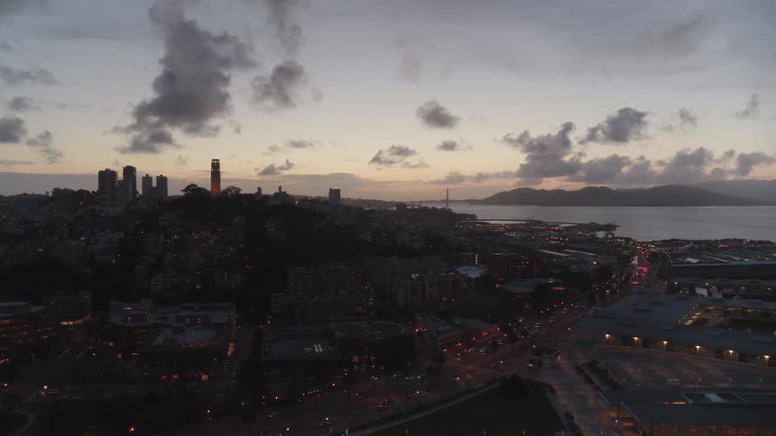 A city scenery at dawn
