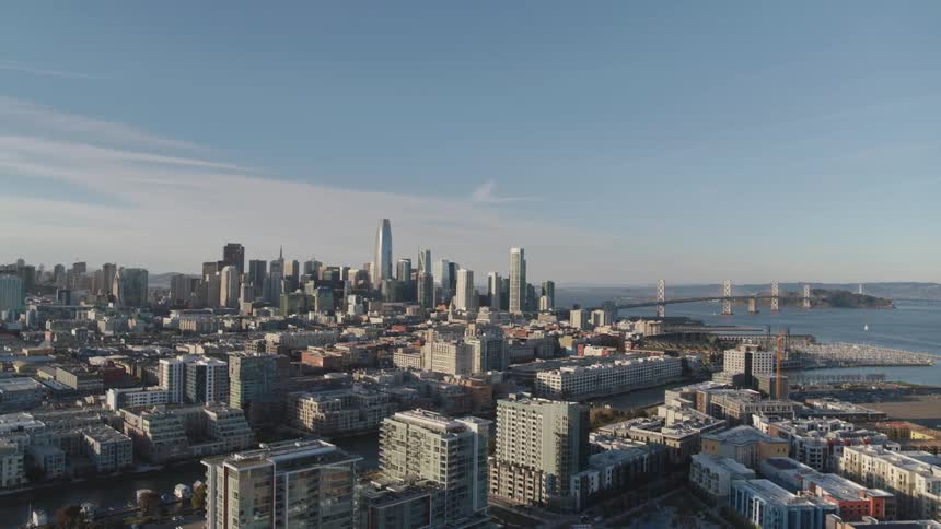 An aerial view of a developed city