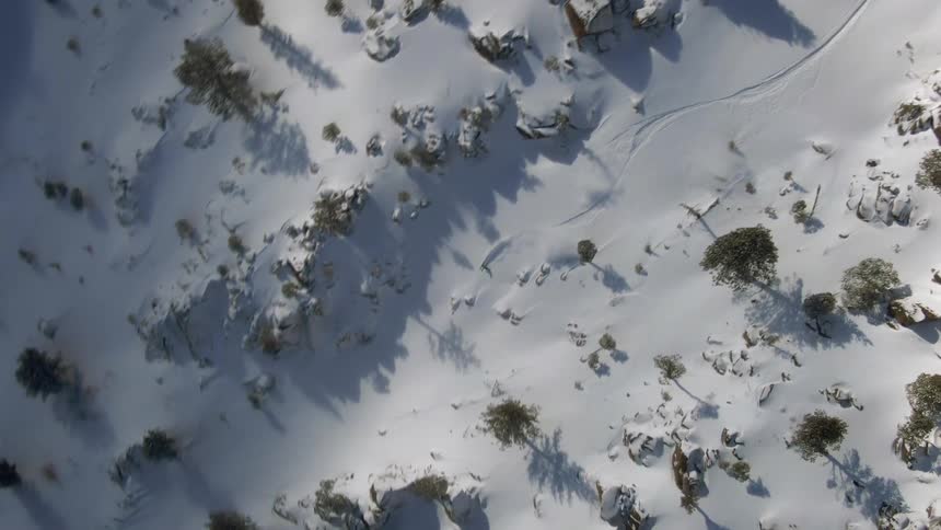Birds eye view of a person skiing