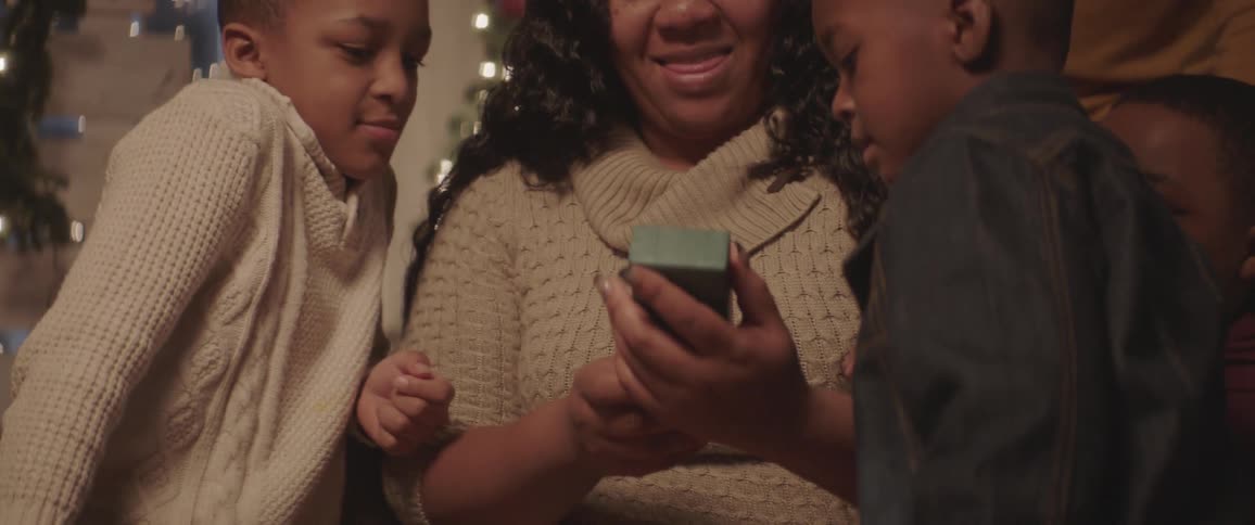 A happy family meet at christmas