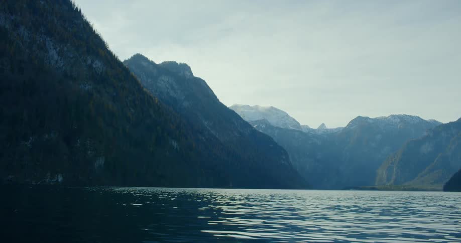 A lake is surrounded by mountains