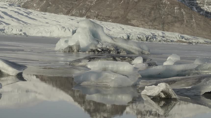 A scenery of an icy lake