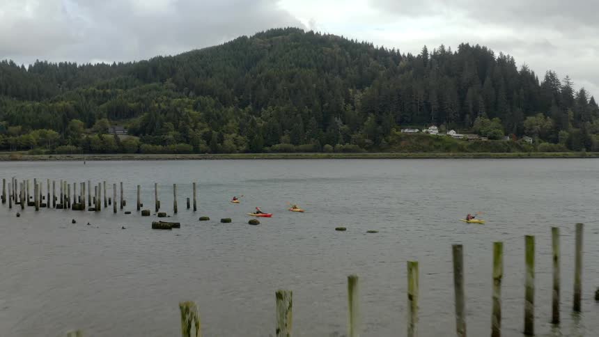 People kayaking in a lake