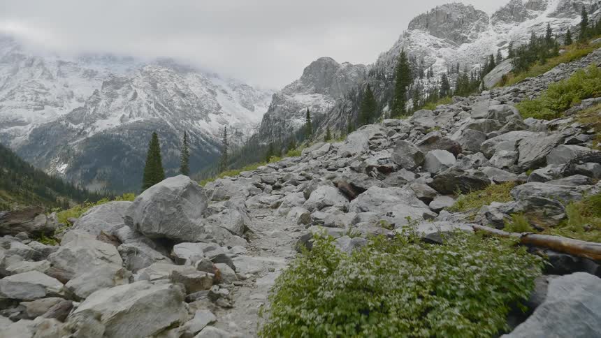 A rocky path down a hillside