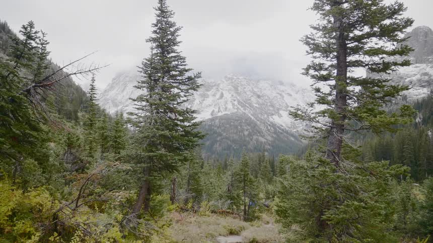 Snow covers a far away mountain