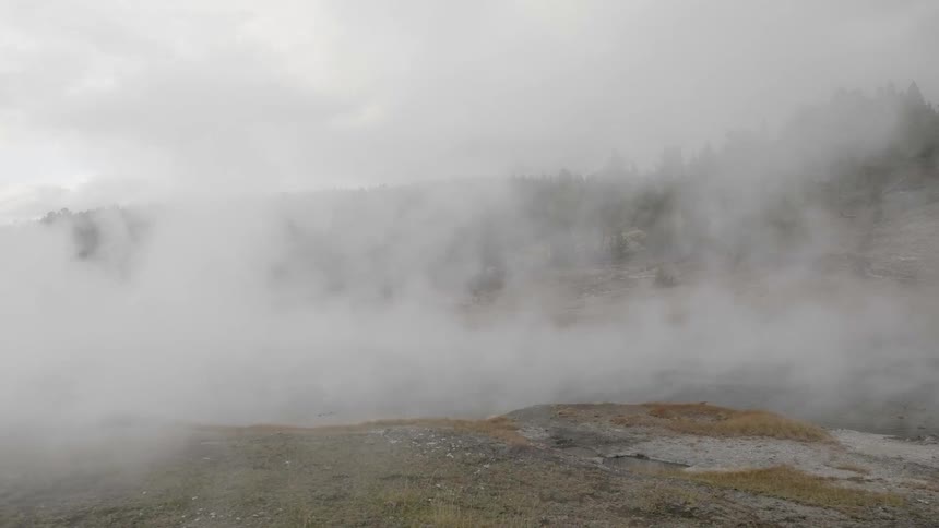 Fog moves across the flat land