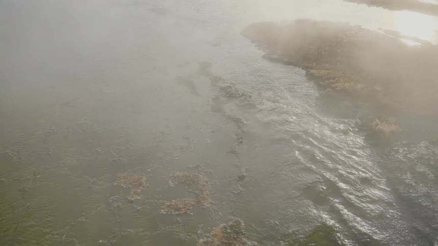Water flows through the smoke