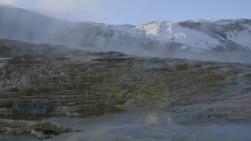 A scenery of an icy mountain