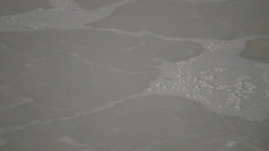The liquid is bubbling in the pool