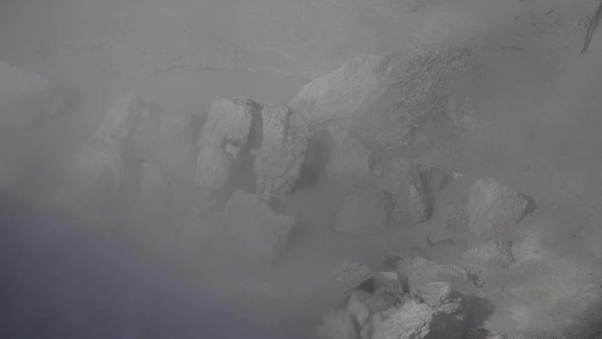 Mist moving over rocks