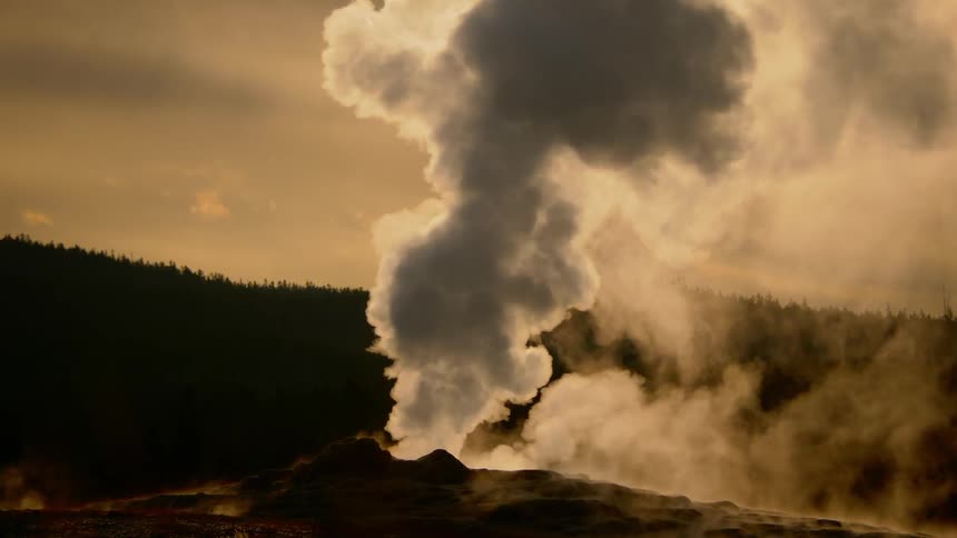 Smoke is coming out of a volcano
