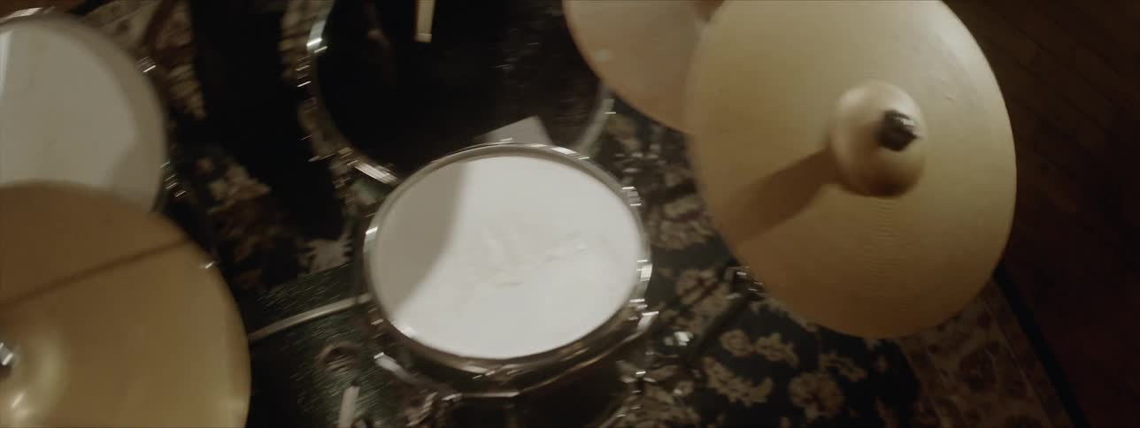 Birds eye view of drums being played