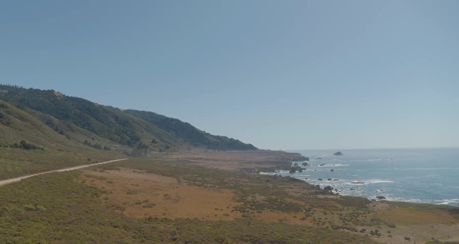 Landscape view of a road along the shoreline